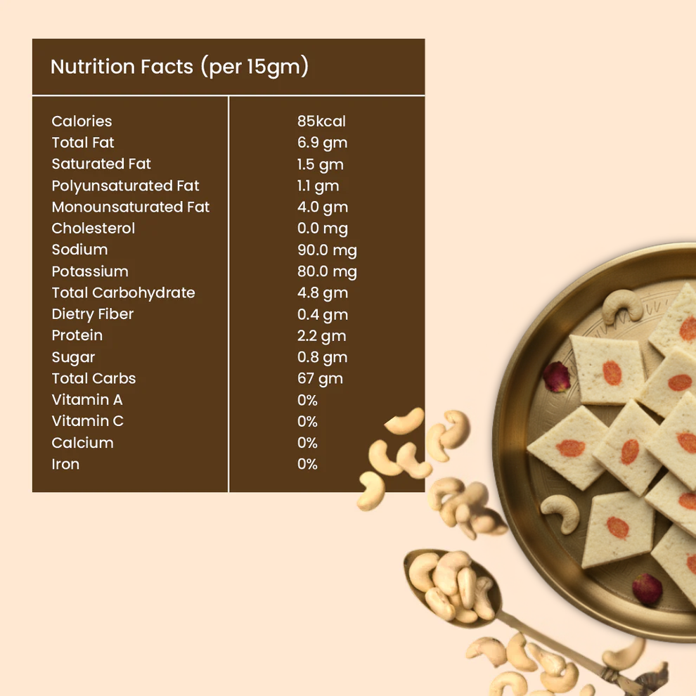 Premium Kaju Katli | 500gm (With Kesar Varq)