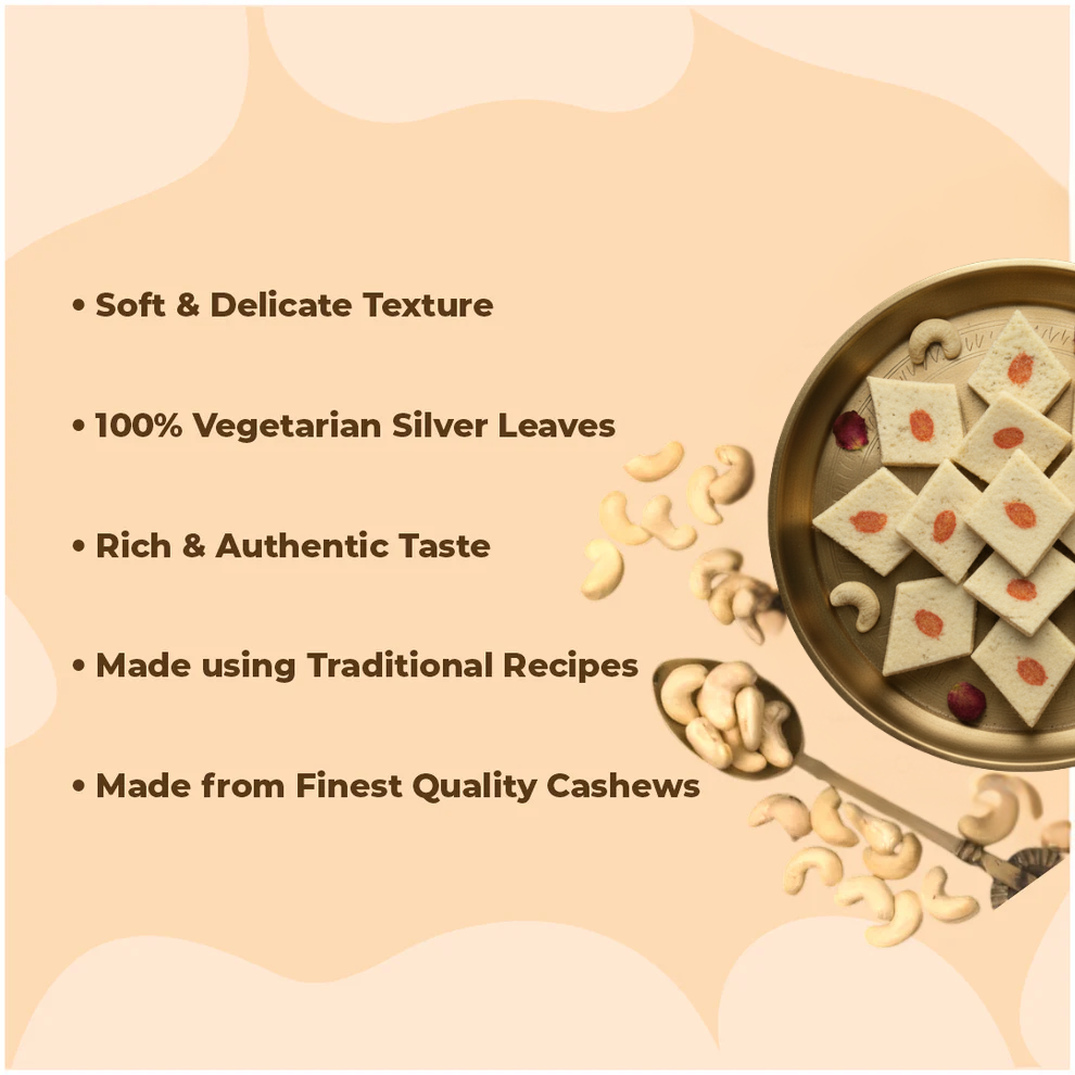 Premium Kaju Katli | 500gm (With Kesar Varq)